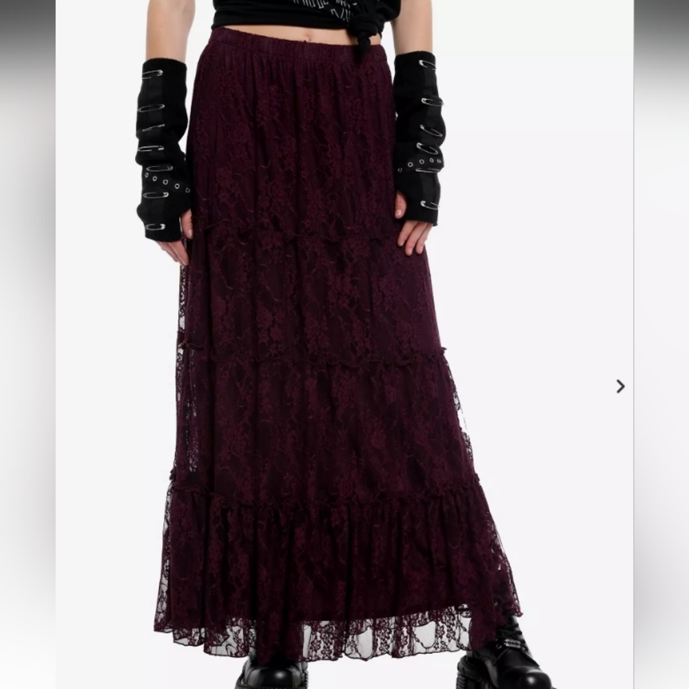 Cosmic Aura Berry Purple Lace Maxi Skirt - Picture 5 of 7